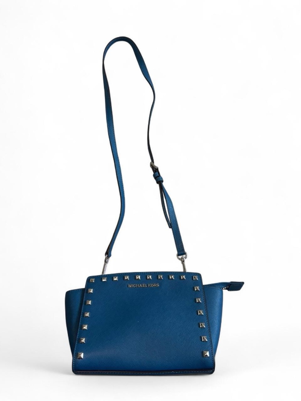 Michael Kors Navy Blue Studded Leather Crossbody